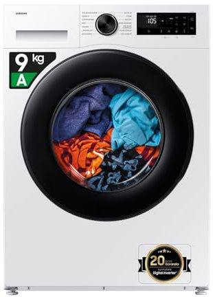 Samsung Lavatrice Slim Crystal Clean WW90DG5G34AEET Libera installazione, 9 Kg, Wifi, Ecobubble, Vapore, Carica Frontale, 60l x 85h x 48p cm