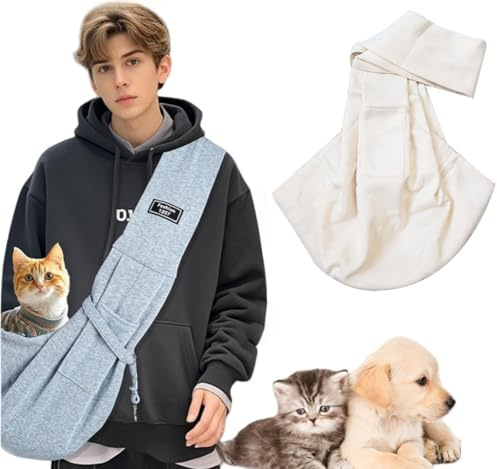 Kleine Hundetragetasche, tragbare große Kapazität Haustiertasche mit Aufbewahrungstasche, Katzen- und Hunde-Messenger-Tasche, geeignet für Welpen 0-7,3 kg, kleine Hunde und Katzen Outdoor-Reisen (Weiß