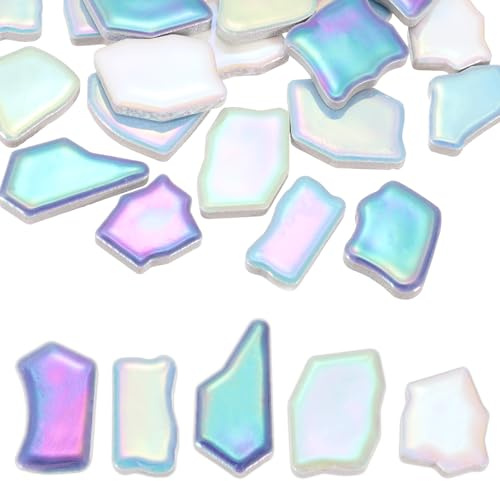 PATIKIL 500g/1.1LB Unregelmäßige Keramik Mosaikfliesen 0.79-1.57 | Mosaik Buntglasfliesen Porzellanbruchstücke Steine Bulk, Glänzende Mischfarben, Für DIY Basteln Vasen Heimdekoration