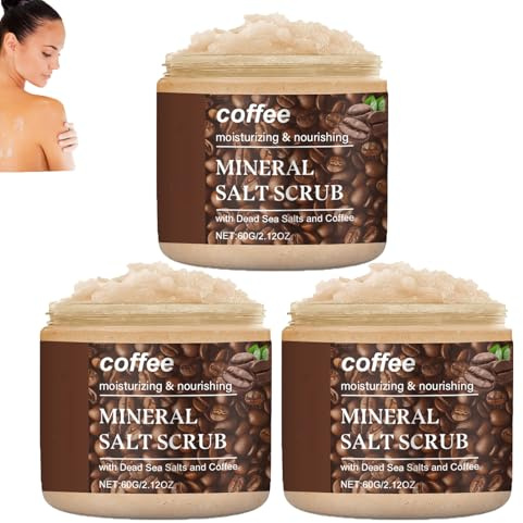 Meersalz-Kaffee-Körperpeeling,natürliches Peeling-Kaffee-Körperpeeling mit Meersalz, feuchtigkeitsspendend, peelend, weichmachend und pflegend, macht weich und reinigt gründlich zur Erfrischung (3pcs)