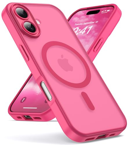 Oududianzi - Magnetica Cover per iPhone 16 Magsafe Case, Rose Rosso