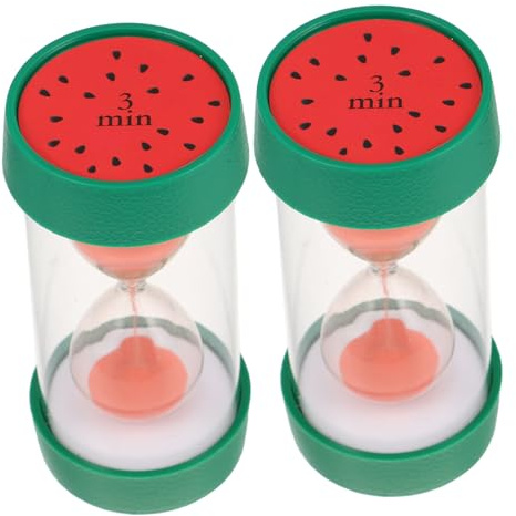 COLLBATH 2 Pezzi Timer Sabbia Minuti per Decorativa Forma Anguria Timer Visivo per Lavare Denti come e Divertente per Ragazzi e Ragazze