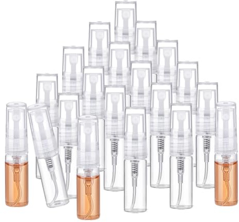 PH PandaHall 100pz Mini Flaconi Spray 3ml Flacone di Profumo in Vetro Trasparente, Portatile Mini Bottiglia Contenitori Vuoti per l'uso Wuotidiano e i Viaggi