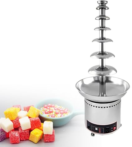 SHEUAO Chocolate Fountain Large Size Stainless Steel Chocolate Fountain 6.6 Lbs/8.8 Lbs/13.2 Lbs/17.6 Lbs 300W Fondue Set For Party Wedding And Birthday 7layers