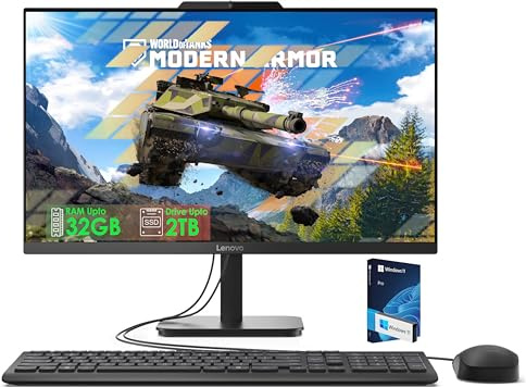 Lenovo All-in-One Desktop with Intel 4-Core Processor| 24 inch Full HD Display| 16GB DDR4 RAM, 512GB PCIe SSD| WiFi 6| Bluetooth| USB, Ethernet Ports| Windows 11 Pro| HDMI Out for External Display
