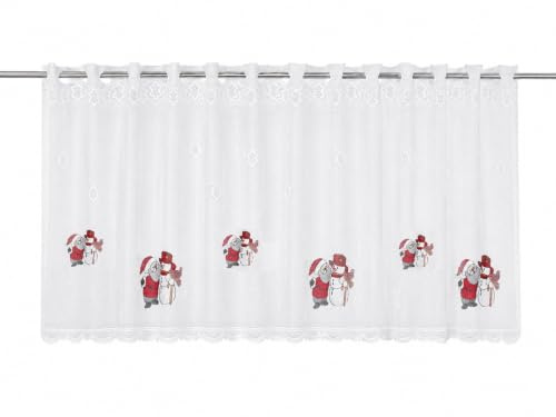 Clever-Kauf-24 Scheibengardine Weihnachten Weihnachtsmann Schneemann | HxB 50x135cm | | für die Adventszeit Weihnachten Winter |