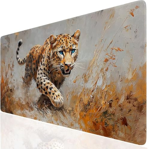 Tier Mauspad XXL, Gelb Mousepad 800x400x3mm mit Genähten Kanten, Mauspad Großes Schreibtischauflage, Gaming Mousepad Wasserdicht und rutschfest, Desk Mat Vernähte Kanten für MacBook, Laptop DE-8847