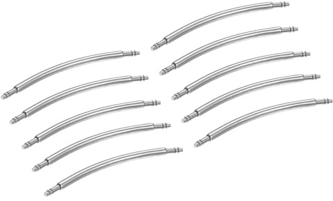 QUARKZMAN 10 Pezzi Perno Cinturino Perno Molla Curvo Diametro 1.3mm | Orologio 26mm, Kit Riparazione Cinturino Orologio Bracciale, Acciaio Inossidabile, Doppia Flangia