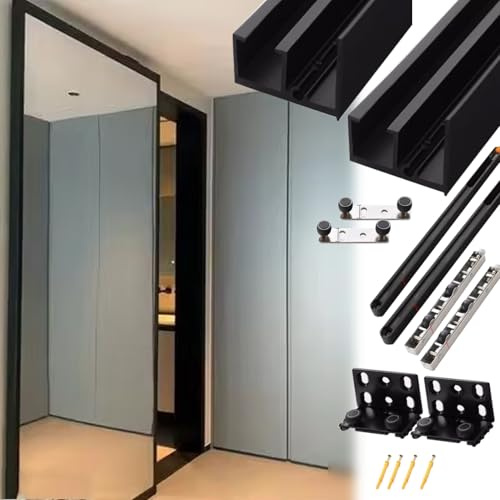 Minglez SchiebetüR Bausatz Verdecktes Schiebetürbeschlag-Set mit Soft-Close-Mechanismus, 56 61 76 89 91 97 140 152 178 cm Unsichtbare Schiebetürschiene für Spiegeltüren(100cm/39.4in)