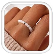 LOLIAS Anti Stress Ringe Naturstein Perlen Ringe für Damen Verstellbarer Stein Perlen Anxiety Rings Fidget Ringe Damen Schmuck