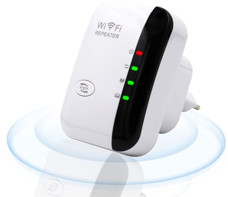 Latest WiFi Extender-Booster-Repeater – 4200 Sq.ft, 45+ Devices, Gigabit Ethernet Port, One-Click Setup, Home Signal Amplifier, UK Plug