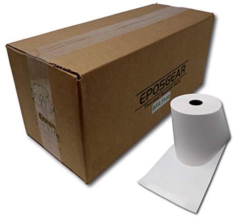 EPOSGEAR® (40 Rolls) 80mm x 60mm 80x60 Thermal Paper Till Cash Register Machine Receipt EPOS System Printer Rolls - BPA Free