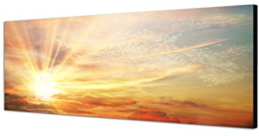 Augenblicke Wandbilder Leinwandbild als Panorama in 150x50cm Himmel Wolkenschleier Sonnenaufgang