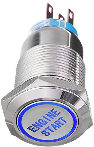 Mintice Acciaio Inossidabile 12V 5A Blu Luce Auto Momentaneo Bilanciere Pulsante Interruttore a Levetta in Metallo 19mm Engine Start