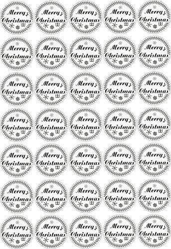 Merry Christmas - Aufkleber für Weihnachten 35 Stück - schwarz Vintage - Labels - Stickers - Weihnachtskalender - Weihnachten - Advent - rund - zum Aufkleben für Geschenke, Karten