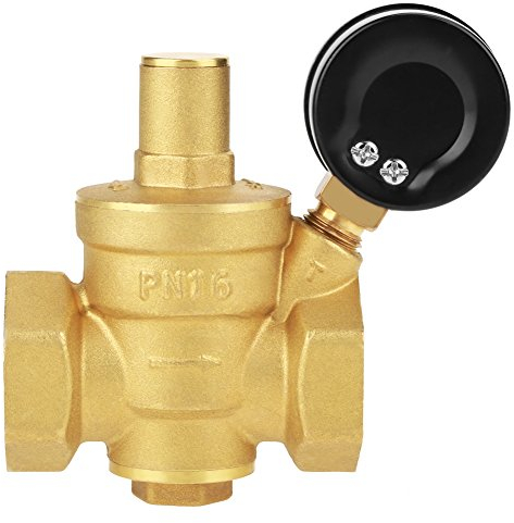 Hilitand DN25 Brass Relief Valve Adjustable Water Pressure Reducing Regulator Reducer+Gauge Meter