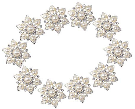 Fenteer 10x Blumen Flatback Strasssteine - Schmucksteine Kristall Glitzersteine zum Aufnähen & Basteln, 2.5x2.5cm, für DIY, Kleidung, Haarschmuck