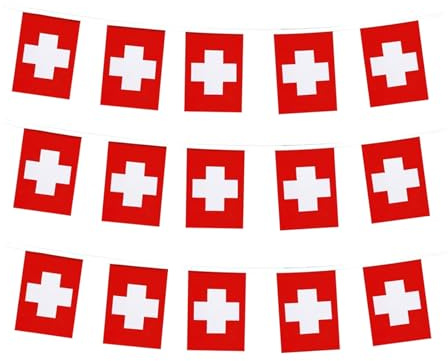 Drapeau de la Suisse - Petite ficelle - Mini drapeaux suisses - Utilisé pour les fêtes, les écoles, les événements sportifs, les événements patriotiques