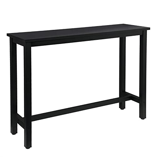 WOLTU 1x Bartisch Bistrotisch Stehtisch Esstisch, Metallgestell, Tischplatte aus MDF, Schwarz, 140x100x40cm(BxHxT)