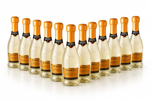 Canti - Prosecco D.O.C. Millesimato, Extra Dry Wine, in Baby Bottles, Italian Glera Grape Variety from Veneto, Fruity and Floral Taste, 12x200 ml