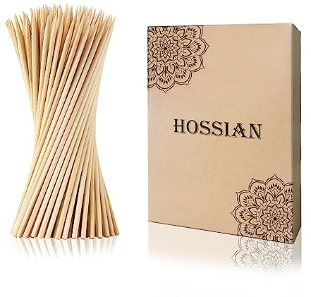 HOSSIAN 150pcs 15CM Φ4mm Natürliche Bambus Spieße -Spieße für Vorspeisen-Karamell Apfel Sticks, Handwerk und Cocktails (15CM)
