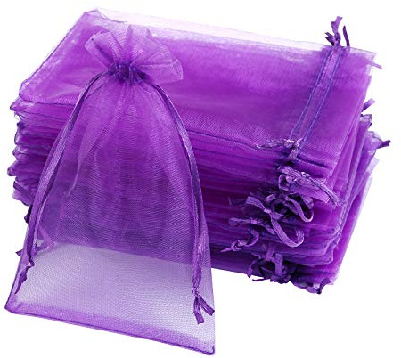 Naler 120 x Organzasäckchen Lila Organzabeutel Organza Schmuck Säckchen Geschenktüten für Verpackung, 10 x 15 cm