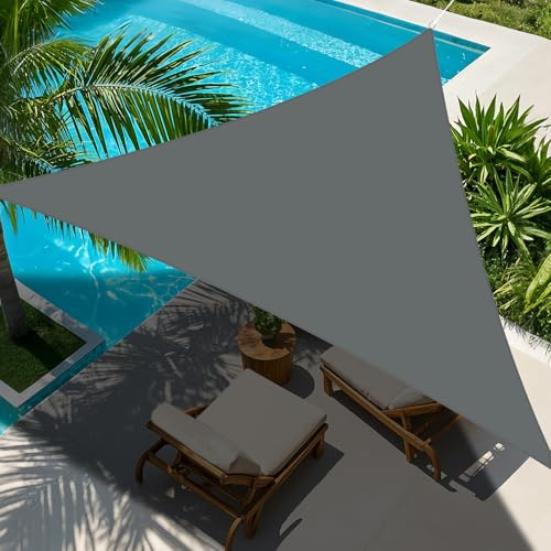 5 x 5 x 5 m impermeable protección solar triangular sombrilla exterior jardín Patio piscina sombra toldo toldo toldo toldo camping sombra (gris)