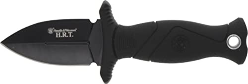 Smith & Wesson 5in High Carbon SS Fixed Blade Knife with 2in False Edge Blade and Stainless Steel Finish for Outdoor Tactical Survival and EDC