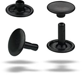 IstaTools Remaches huecos para cuero, doble capuchón de latón, remaches inoxidables, para bolsos, cinturones, tela (10 x 10 mm, negro, 250)