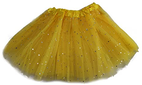 MUNDDY® - Tutu Elastico Tul 3 Capas 28 CM de Longitud para niña Bebe Distintas Colores con Estrella Falda Disfraz Ballet (Amarillo con Estrella)