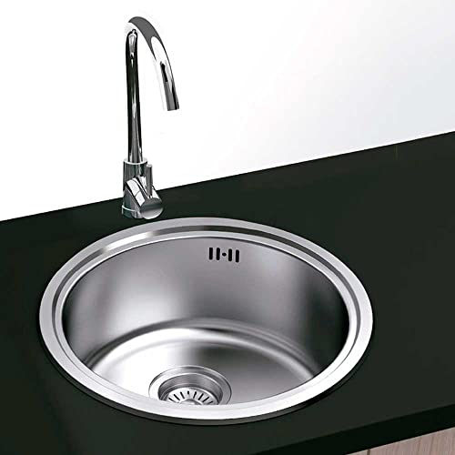 Gresinex | Fregadero Cocina Oslo Redondo | 1 Seno | Ø45 Sobre Encimera - Acero Inoxidable Aisi 304