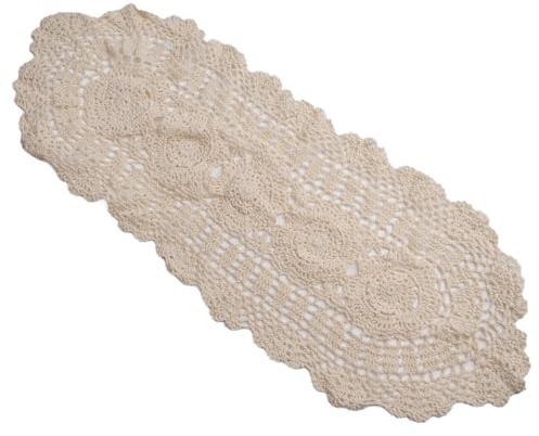 Tischdecke Abwaschbar, Oval Vintage-Tischdecke, Gehäkelte Blumenspitze Dekoratives Überzugstuch Waschbar Für Esstisch Für Café Geschäft Für Hotel Für Foto-Requisiten-Hintergrund 30 X 70 cm