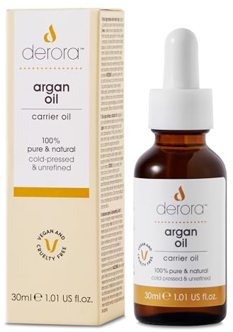 Derora marokkanisches Arganöl, Pflegt Haut, Haare und Nägel, Antialterung, 100% rein, Kaltgepresst & unraffiniert, Natürlich, Antioxidans & Reich an Omega 6 & Vitamin E (30 ml (1er Pack)