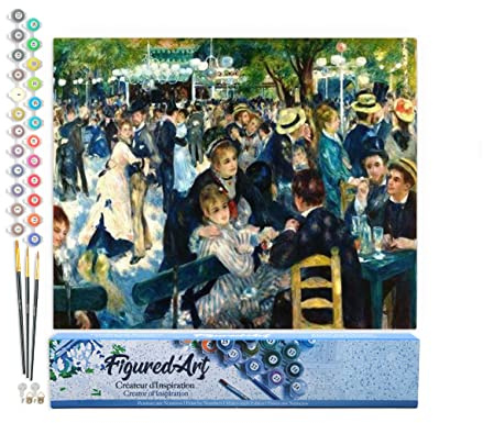 Figured'Art Peinture par Numéro Adulte Bal du Moulin de la Galette Renoir - Activité Manuelle Kit de Loisir Créatif DIY Numéro d'Art Complet - 40x50cm sans châssis en bois