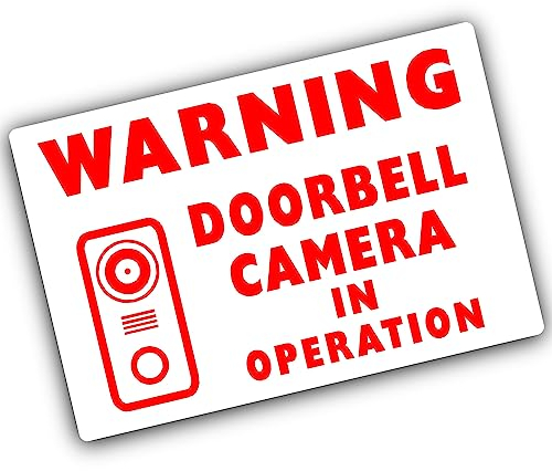 1 x Sign CCTV Doorbell Camera Sticker Recording in Operation Small 24hr Security Warning Vinyl Video RED on WHITE Door Bell 90x60mm LANDSCAPE C5