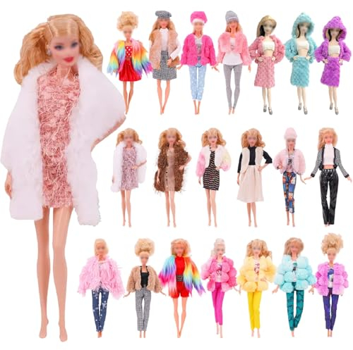 Timesun 50 Kleidung für 11,5 Zoll Puppen,Kleidung Schmuck Zubehör für Puppen=2 Kleid+2 Abendkleider Kleider+2 Badenanzug+2 Meerjungfrauen Kleider+2 Top&Hosen+2 Pyjamas+18 Zubehör (46PCS)