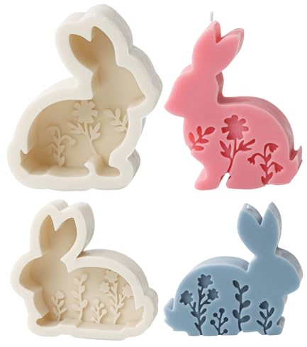 Silikonform Ostern, 2 Stück Ostern Kaninchen Silikonformen Gießformen Kerzen Silikonform Hase Gießform Ostern Silikonformen Gießformen Silikon Giessform Silikon Osterhase Backform für Osterdeko