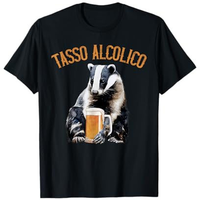Tasso Alcolico Divertente Animale Beve Birra Maglietta