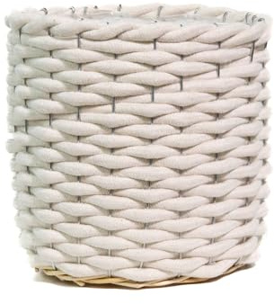DARO DEKO Baumwoll Korb rund mit Einsatz Gerade Ø 21 x 20cm Regalkorb Blumentopf geflochten Aufbewahrungskorb Über-Topf Blumenkorb