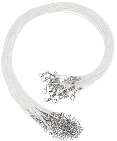 sourcing map 20Pcs Waxed Necklace Cord Bulk White 1.5mm Dia 18 Necklace String Rope with Chain Clasp for Pendants Bracelets Jewelry Making Supplies Accessories