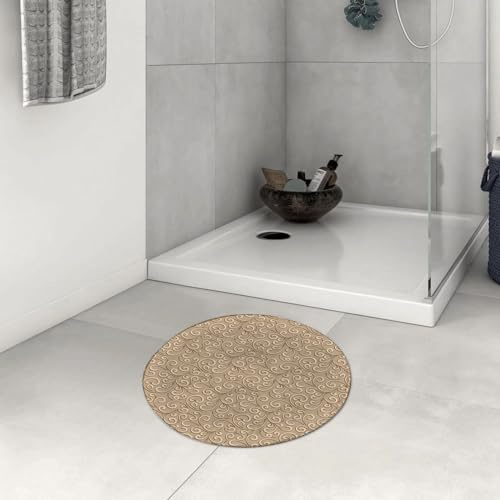 OHAGS Alfombra de Baño Antideslizante,Ducha Microfibra Suave,Patrón Floral de Hojas de rizos.,Alfombrillas Lavable en la Lavadora,Súper Absorbente,60x60 CM