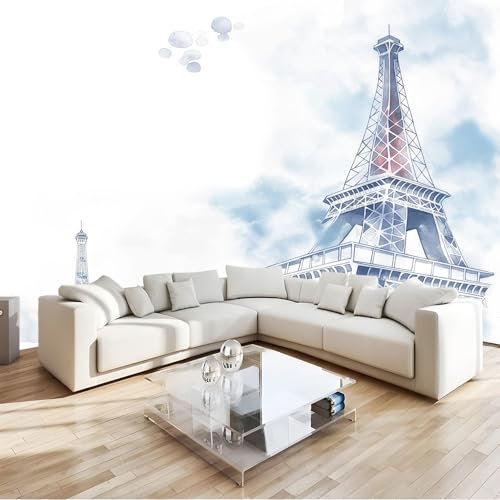 Wallpaper Carta Da Parati Murale Effetto 3D Delfino Acquerello Parigi Torre Eiffel 200 x 140 cm Fotomurali Sfondo Murale Parigi Romantica Moderne Decorazione Soggiorno Camera De Letto Sala Ufficio