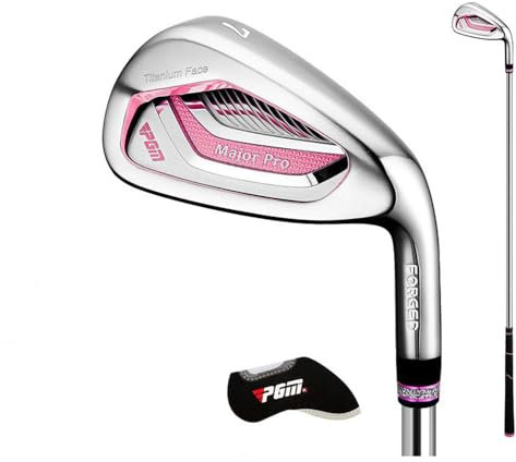 Plancha de golf de competición para mujer, hierro de palo de golf #7, hierro para mujer con eje ligero de carbono o acero y funda para la cabeza de golf (con cubierta para la cabeza, acero)