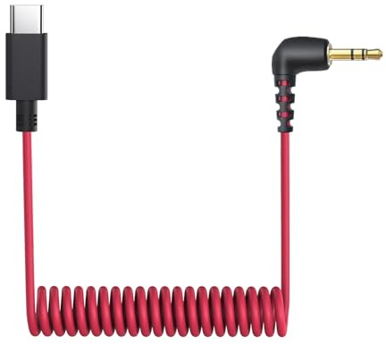 Rode USB C to 3.5mm Microphone Cable for Wireless Pro, Go 2, ME and Hollyland Lark M1, M2 150 Max Duo - Coiled Audio Patch Cable Mic Cord Compatible with iPhone 16 Pro Max, 15 Plus