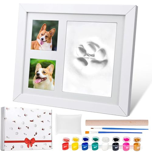 XHYASD Pfotenabdruck Set Hund,Pfotenabdruck Set Katze,Hundepfoten Abdruck Machen,Pfotenabdruck Set Hund mit Bilderrahmen,Pfotenabdruck Set Katze mit Bild,Baby Abdruckset,Baby Fussabdruck Set