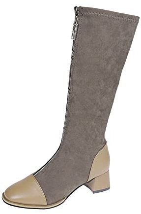 Chaussures de snowboard pour femme étroites, contrastées, polyvalentes, tempérament, rétro, bottes montantes au genou, pour femme, doublure noire, a, 37 EU