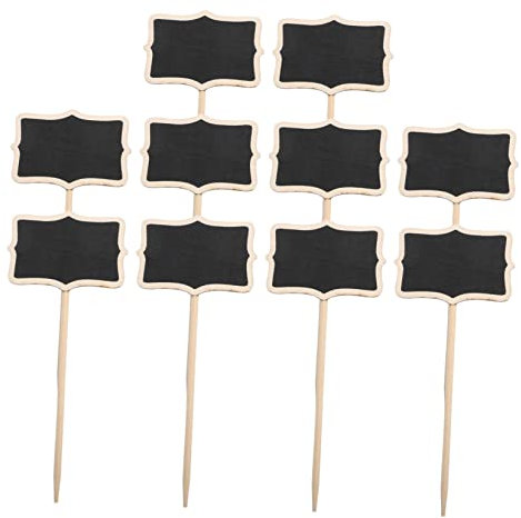 YARNOW 10 Pcs Garden Chalkboard Plant Markers Mini Wooden Boards for Writing Plant Tags Chalkboard Picks Decorative Labels