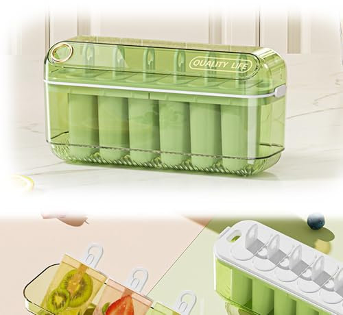 Moldes Helados, Reutilizable Moldes para Helados, Alimentaria libres de BPA, Moldes de Hielo con Caja Sellada, para Paletas y Helados Caseros (Verde)
