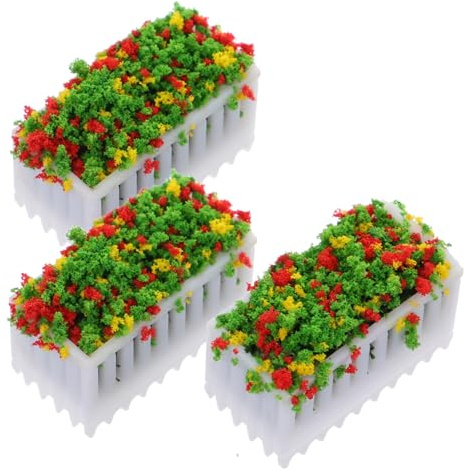 CVUTOVO 3Pcs Miniature Flower Beds Dollhouse Plants Micro Landscape Decor for Doll House Accessories Gardening Ornaments