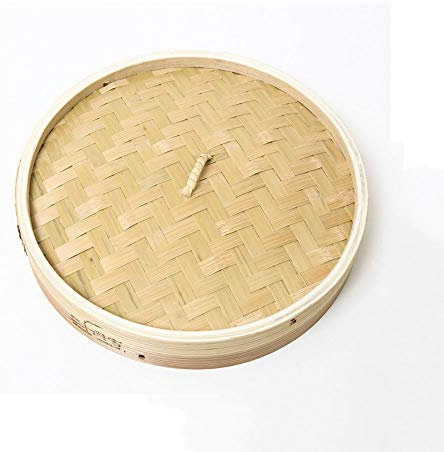 Vaporera de bambú, tapa de cesta de vapor de bambú, cocina saludable para Dim Sum, carne y pescado, verduras (cubierta de 30 cm)